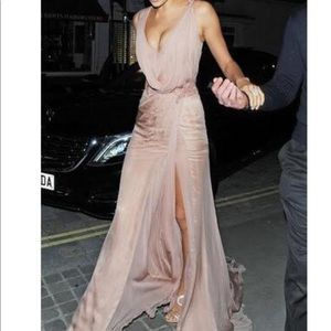 Pink embellished chiffon dress